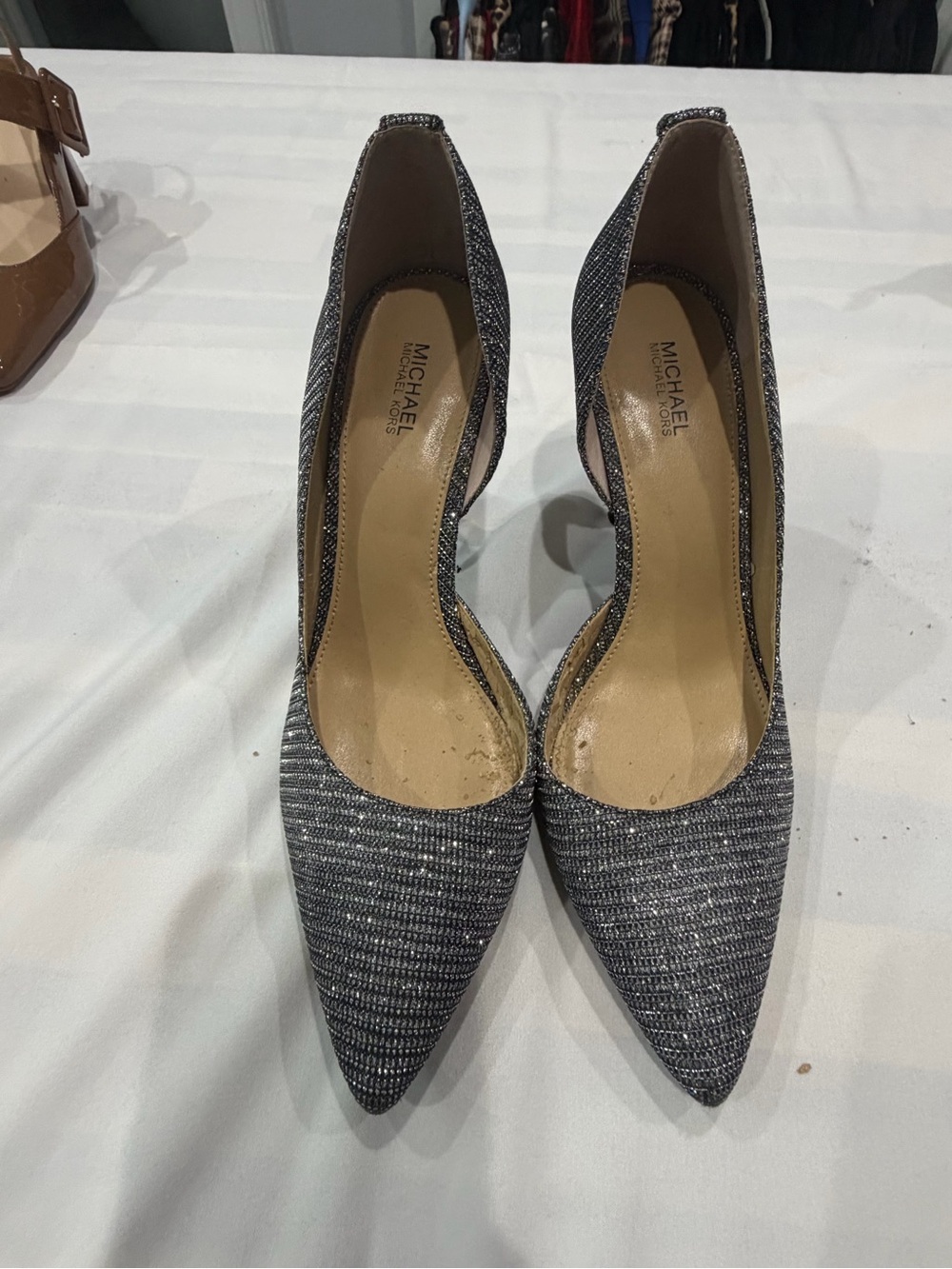 MICHAEL Michael Kors Metallic Gray Pointed-Toe D'Orsay Pumps